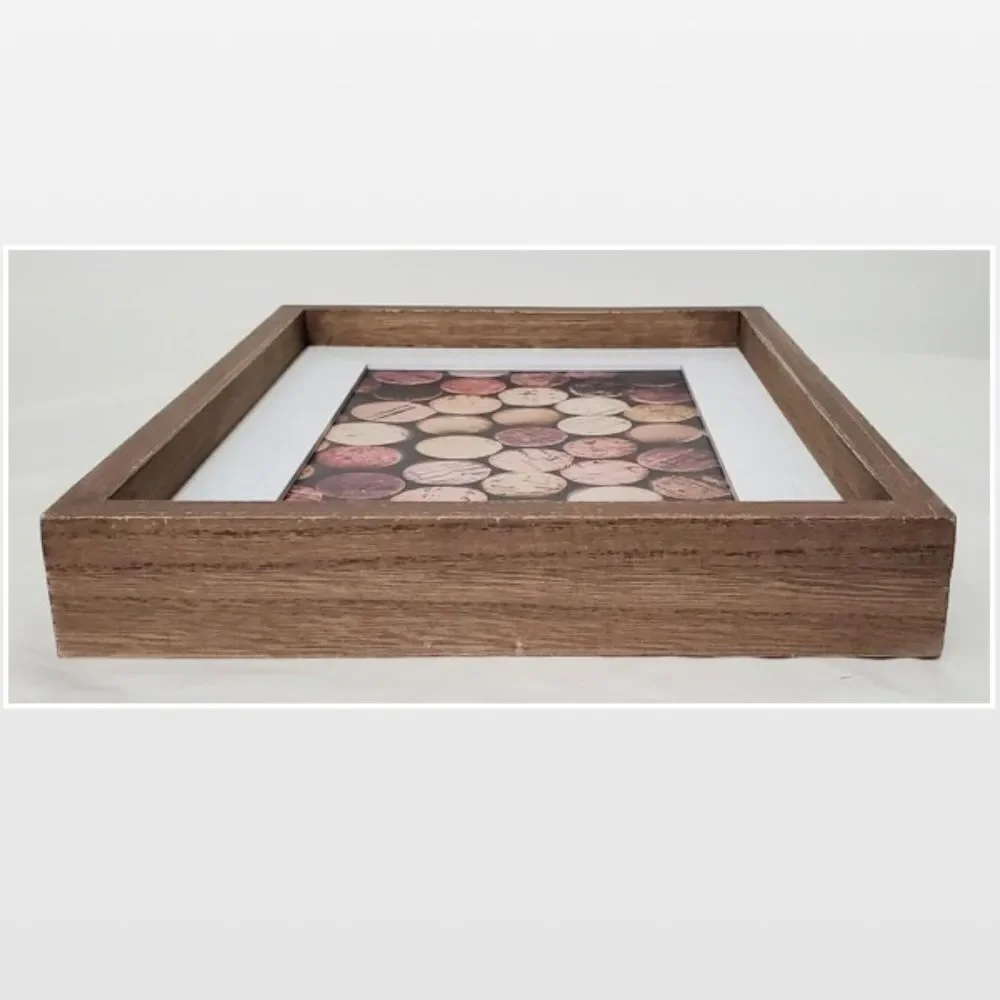 New Room & Retreat Wall Art Wine Corks Wood Framed Brown Picture Box Sign Décor